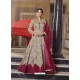 Beige Latest Designer Readymade Party Wear Jacquard Gown Suit