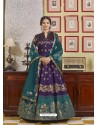 Purple Latest Designer Readymade Party Wear Jacquard Gown Suit