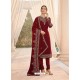 Maroon Designer Faux Georgette Party Wear Straight Salwar Suit