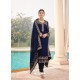 Navy Blue Designer Faux Georgette Party Wear Straight Salwar Suit