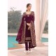 Deep Wine Designer Faux Georgette Party Wear Straight Salwar Suit