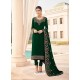 Dark Green Designer Faux Georgette Party Wear Straight Salwar Suit