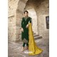 Dark Green Designer Satin Georgette Party Wear Straight Salwar Suit