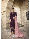Purple Designer Satin Georgette Party Wear Straight Salwar Suit