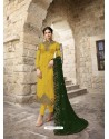 Yellow Designer Satin Georgette Party Wear Straight Salwar Suit