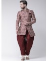 Maroon Readymade Designer Indo Western Sherwani