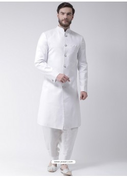 White Readymade Designer Indo Western Sherwani