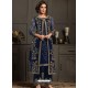 Navy Blue Designer Party Wear Butterfly Net Pakistani Suit