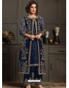 Navy Blue Designer Party Wear Butterfly Net Pakistani Suit