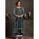 Teal Blue Designer Party Wear Butterfly Net Pakistani Suit