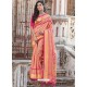 Peach Designer Traditional Wear Silk Sari