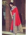 Red Designer Traditional Wear Pure Silk Sari