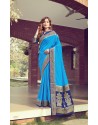 Blue Designer Traditional Wear Pure Silk Sari