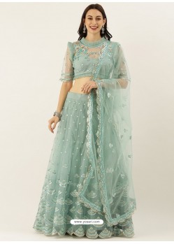 Aqua Grey Latest Designer Wedding Wear Lehenga Choli