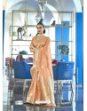 Light Orange Designer Traditonal Wear Tissue Zari Organza Sari
