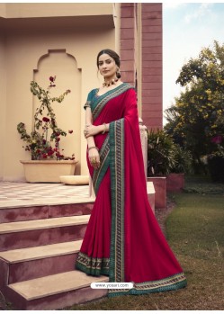 Rose Red Designer Traditonal Party Wear Silk Sari