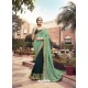 Teal Blue Designer Traditonal Party Wear Silk Sari