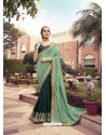 Teal Blue Designer Traditonal Party Wear Silk Sari