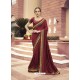 Maroon Designer Traditonal Party Wear Silk Sari