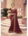 Maroon Designer Traditonal Party Wear Silk Sari