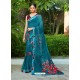 Blue Casual Designer Printed Georgette Sari