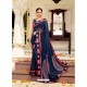 Navy Blue Casual Designer Printed Georgette Sari