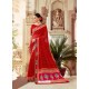 Red Casual Designer Printed Georgette Sari