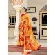 Yellow Casual Designer Printed Georgette Sari