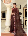 Coffee Casual Designer Printed Georgette Sari