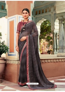 Multi Colour Casual Designer Printed Georgette Sari