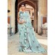 Sky Blue Casual Designer Printed Georgette Sari