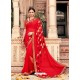 Red Casual Designer Printed Georgette Sari