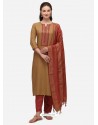 Beige Designer Cotton Blend Salwar Suit