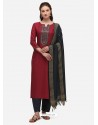 Maroon Designer Cotton Blend Salwar Suit