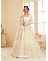 Off White Heavy Embroidered Designer Net Wedding Lehenga Choli