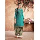 Turquoise Designer Party Wear Pure Cotton Punjabi Patiala Suit