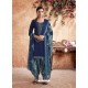 Dark Blue Designer Party Wear Pure Cotton Punjabi Patiala Suit