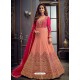 Peach Latest Designer Heavy Embroidered Party Wear Anarkali Suit