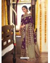 Purple Designer Classic Wear Jacquard Silk Sari