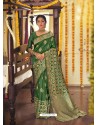 Dark Green Designer Classic Wear Jacquard Silk Sari