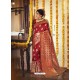 Red Designer Classic Wear Jacquard Silk Sari