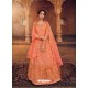 Light Orange Designer Party Wear Pure Dola Jacquard Wedding Lehenga Suit