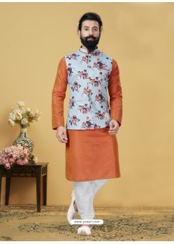 Orange Exclusive Readymade Kurta Pajama With Jacket