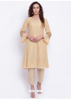 Light Beige Designer Readymade Party Wear Kurti