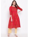 Red Designer Readymade Party Wear Kurti