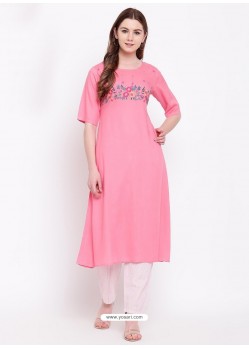 Light Pink Designer Readymade Party Wear Kurti