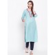 Sky Blue Designer Readymade Party Wear Kurti