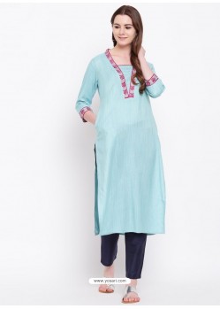 Sky Blue Designer Readymade Party Wear Kurti