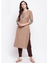 Beige Designer Readymade Party Wear Kurti