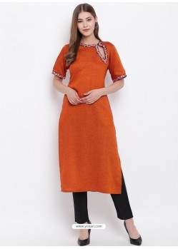 Orange Designer Readymade Party Wear Kurti